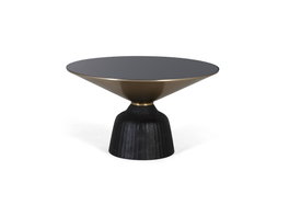 GINER Y COLOMER Table basse en verre trempé et aluminium noir et doré